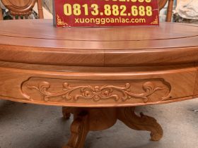 Bộ bàn ăn tròn 6 ghế đồng hồ gỗ hương đá cao cấp (anh Hiếu, Đà Nẵng) 14 bàn tròn khung ván của bộ sản phẩm bàn ăn gỗ hương đá