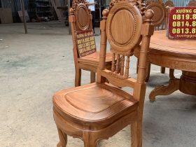 Bộ bàn ăn tròn 6 ghế đồng hồ gỗ hương đá cao cấp (anh Hiếu, Đà Nẵng) 17 ghế ăn của bộ bàn ăn khung ván gỗ hương đá hàng cao cấp