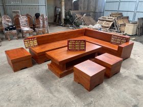 Nội thất phòng khách 22 bộ sản phẩm sofa nguyên khối 6 món gỗ hương đá