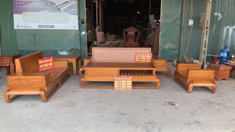 bộ sofa đùi gà 5 món gỗ gõ đỏ