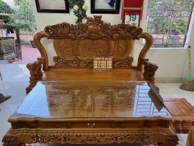 Bộ bàn ghế nghê đỉnh gỗ gõ đỏ