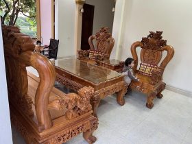 bộ mình quốc nghê gỗ gõ đỏ cao cấp