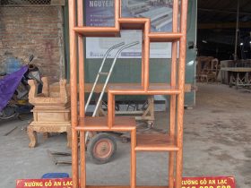 Nội thất phòng khách 33 Kệ trang trí gỗ hươngđá