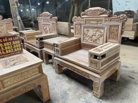 bàn ghế phù dung 10 món gỗ gõ đỏ