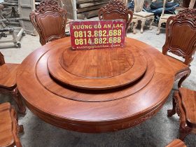 Bộ bàn ăn tròn xoay 8 ghế gỗ hương đá cao cấp (Bác Tiên, Thanh Hoá) 14 Mẫu bàn ăn tròn xoay 8 ghế louis cao cấp