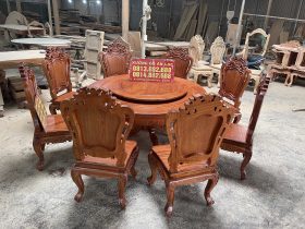 Nội thất phòng bếp 5 Bàn ăn tròn xoay 10 ghế hương đá cao cấp
