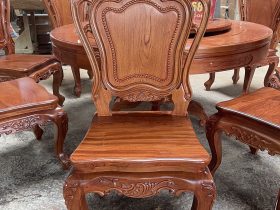 Bộ bàn ăn tròn xoay 8 ghế gỗ hương đá cao cấp (Bác Tiên, Thanh Hoá) 16 ghế louis vip gỗ hương đá cao cấp