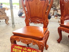 Bộ bàn ăn tròn xoay 8 ghế gỗ hương đá cao cấp (Bác Tiên, Thanh Hoá) 18 ghế louis hoa lá tây