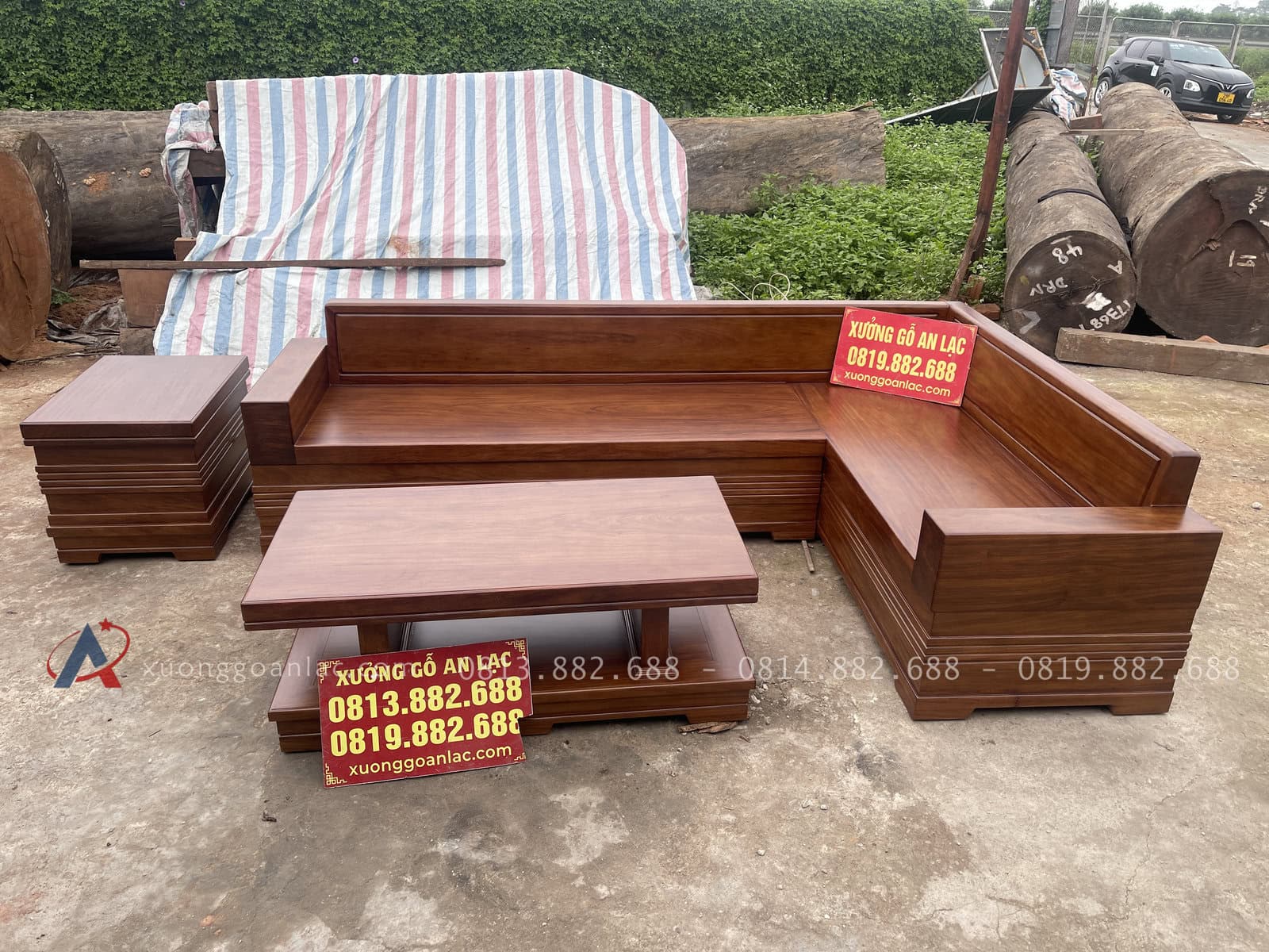 Bộ sofa góc chữ L nguyên khối gỗ cẩm chỉ siêu vip (anh Tùng - Hưng Yên) 22 bộ sofa nguyên khối gỗ cẩm chỉ