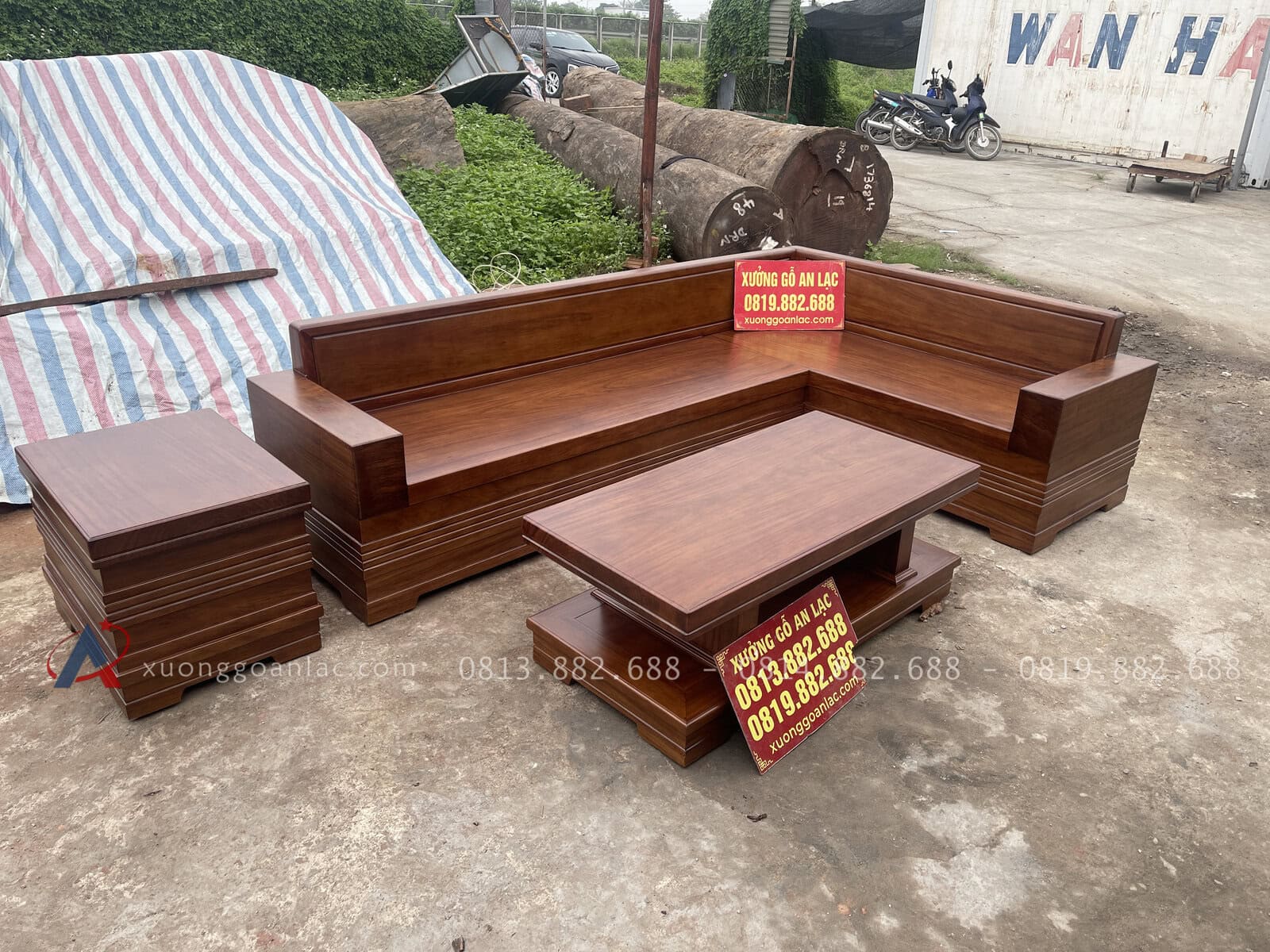 Bộ sofa góc chữ L nguyên khối gỗ cẩm chỉ siêu vip (anh Tùng - Hưng Yên) 23 bộ sofa nguyên khối góc chữ L gỗ cẩm chỉ