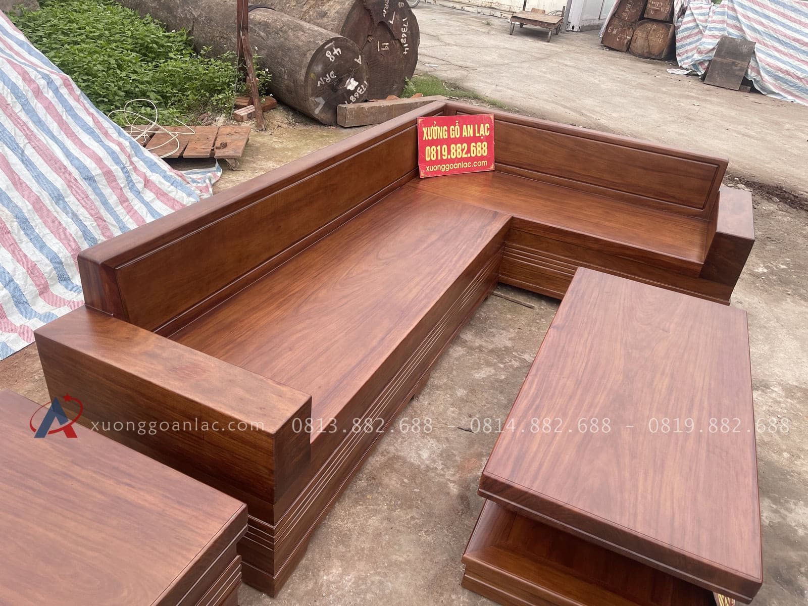 Bộ sofa góc chữ L nguyên khối gỗ cẩm chỉ siêu vip (anh Tùng - Hưng Yên) 24 sofa góc chữ L nguyên khối gỗ cẩm chỉ