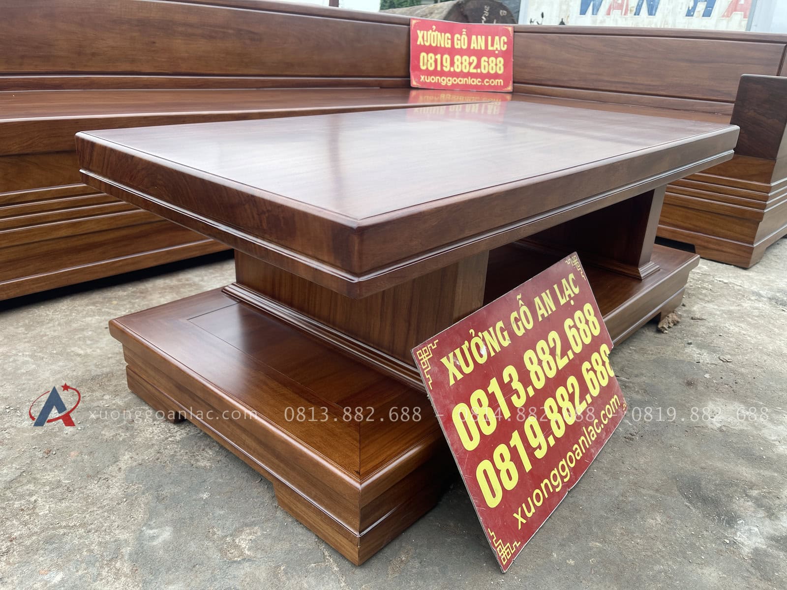 Bộ sofa góc chữ L nguyên khối gỗ cẩm chỉ siêu vip (anh Tùng - Hưng Yên) 26 bàn trà chữ nhật của bộ sofa nguyên khối gỗ cẩm chỉ