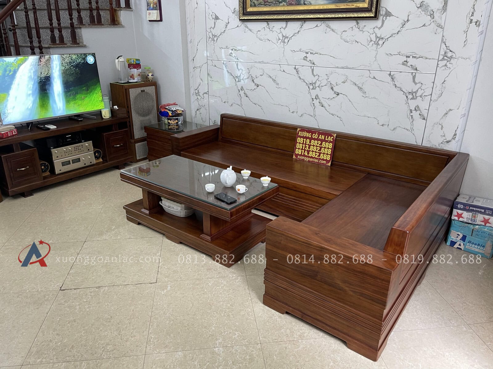Bộ sofa góc chữ L nguyên khối gỗ cẩm chỉ siêu vip (anh Tùng - Hưng Yên) 29 bộ sofa góc chữ L nguyên khối gỗ cẩm