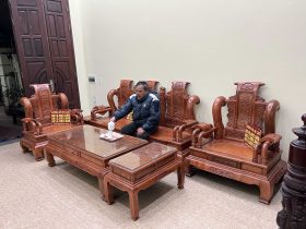 Bàn giao bộ bàn ghế tần thủy hoàng 6 món gỗ hương đá vip
