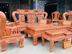 Bộ bàn ghế minh quốc voi tay 16 gỗ hương đá