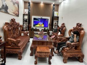 Nội thất phòng khách 4 Bộ bàn ghế nghê đỉnh 6 món tay 14 chân 16 gỗ hương đá