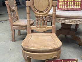 Bộ bàn ăn tròn khuôn ván 6 ghế đồng hồ gỗ hương đá bản mộc (Anh Quân, TP Hạ Long) 25 ghế ăn louis cổ điển gỗ hương đá của bộ bàn ăn khung ván