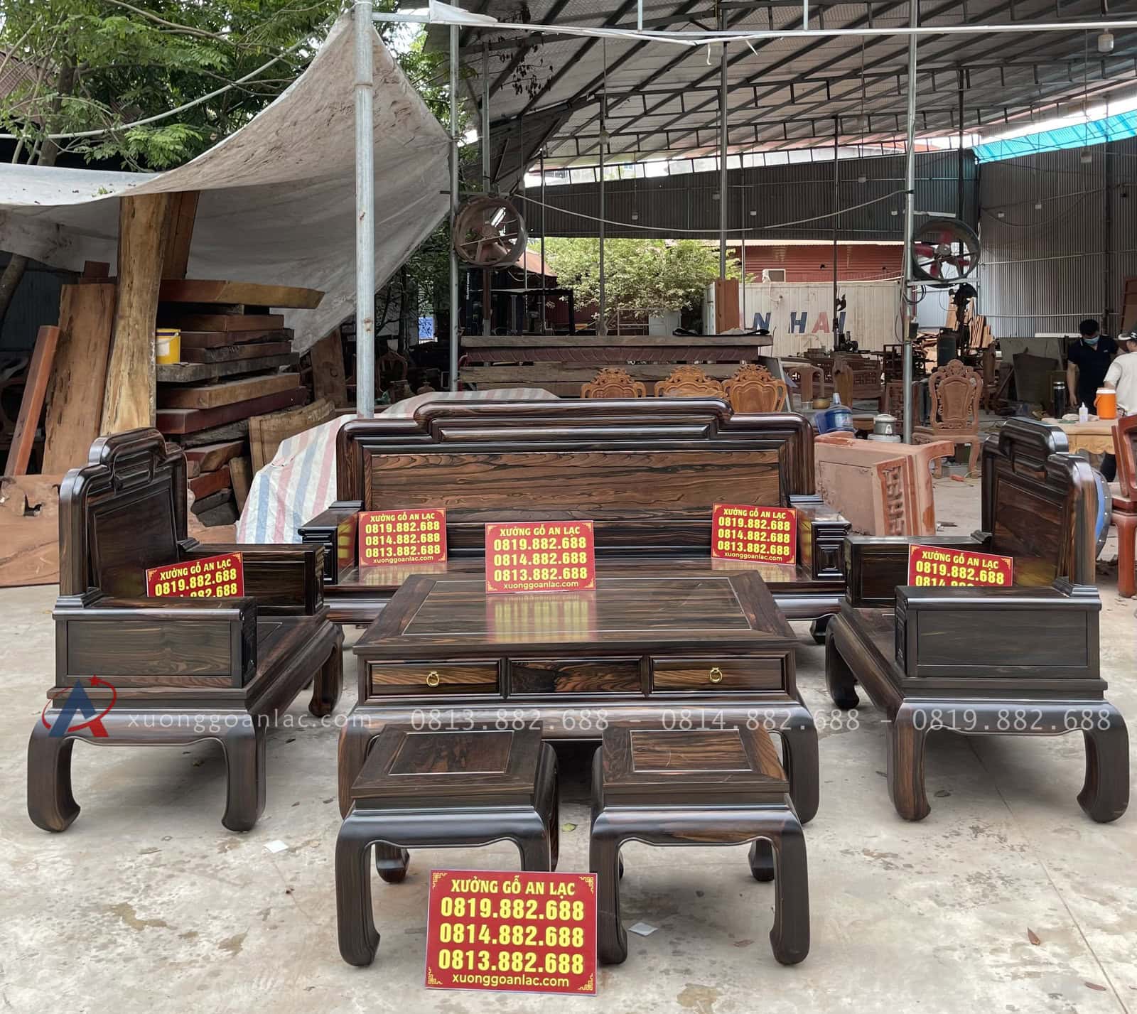 Bộ Quốc Sắc Thiên Hương 6 Món Gỗ Mun Hoa (Anh Bình -Thái Nguyên ) 1 Bộ quốc sắc 6 món gỗ MUN HOA