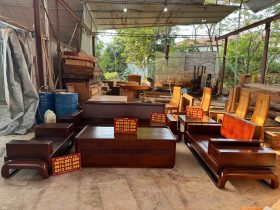 Nội thất phòng khách 17 Mẫu Sofa Đùi Gà Gỗ Hương đá PU Màu Óc Chó 5 món