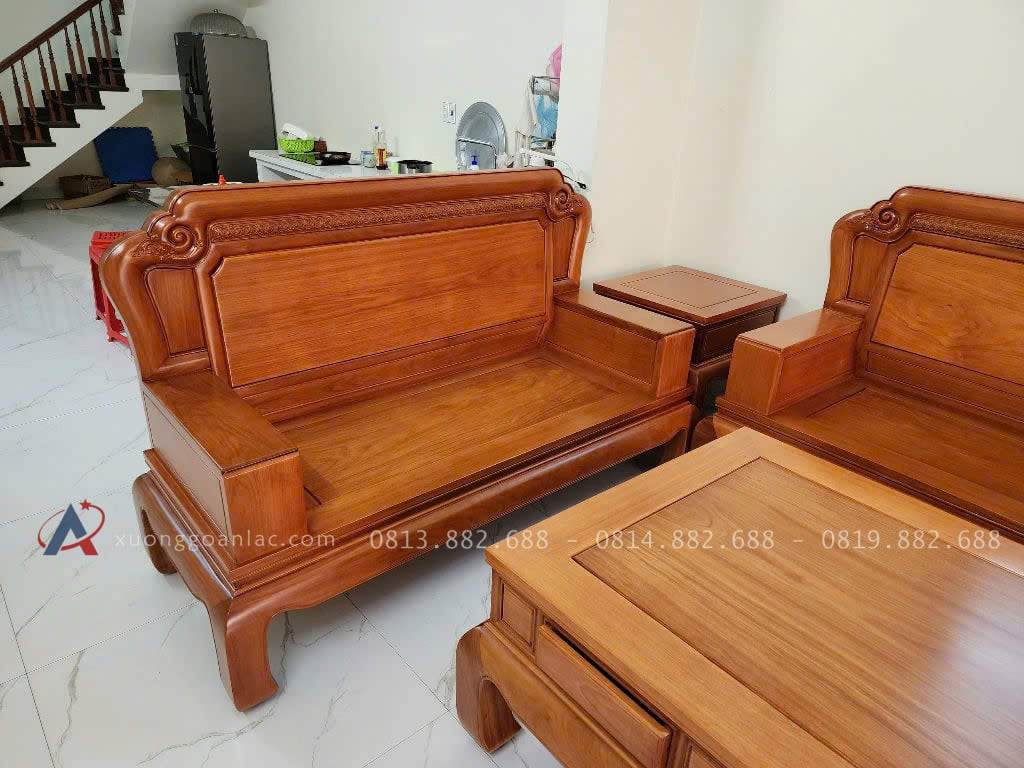 Bộ Quốc Sắc Thiên Hương Gỗ Gỏ 7 Món ( Chị Hồng - Thái Nguyên ) 15 Đoản ngắn dài 1m88 x 79cm x 1m19 , được làm theo phong cách đơn giản dể lau chùi