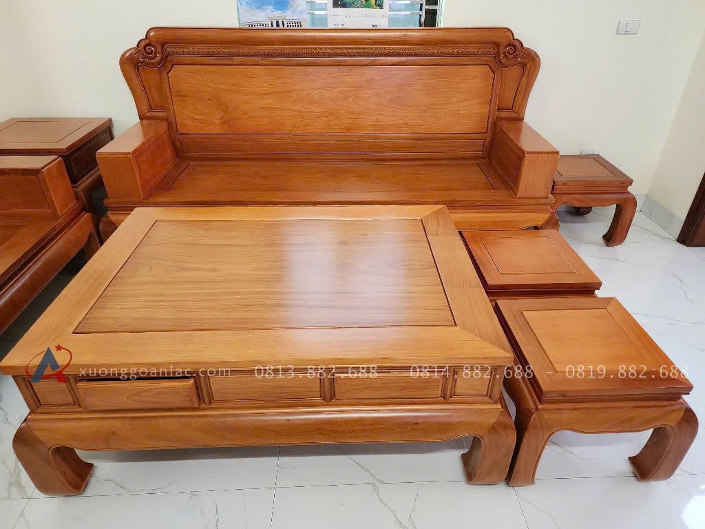 Bộ Quốc Sắc Thiên Hương Gỗ Gỏ 7 Món ( Chị Hồng - Thái Nguyên ) 17 chiếc bàn còn được thiết kế thêm ngăn kéo tiện cho gia đình để những vật dụng