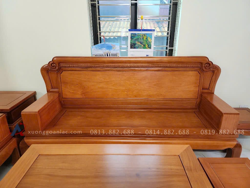 Bộ Quốc Sắc Thiên Hương Gỗ Gỏ 7 Món ( Chị Hồng - Thái Nguyên ) 14 Đoản dài 2m48 rộng 79cm cao 1m19 kích thước rộng rãi thoải mái cho 5-6 người ngồi