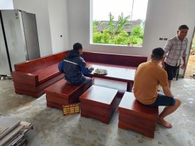 Bộ sofa Góc L Nguyên Khối 6 Món Gỗ Gõ Siêu Vip ( Anh Quang - Bắc Giang ) 7 Combo sofa góc chữ L nguyên khối gỗ gõ đỏ hàng cao cấp