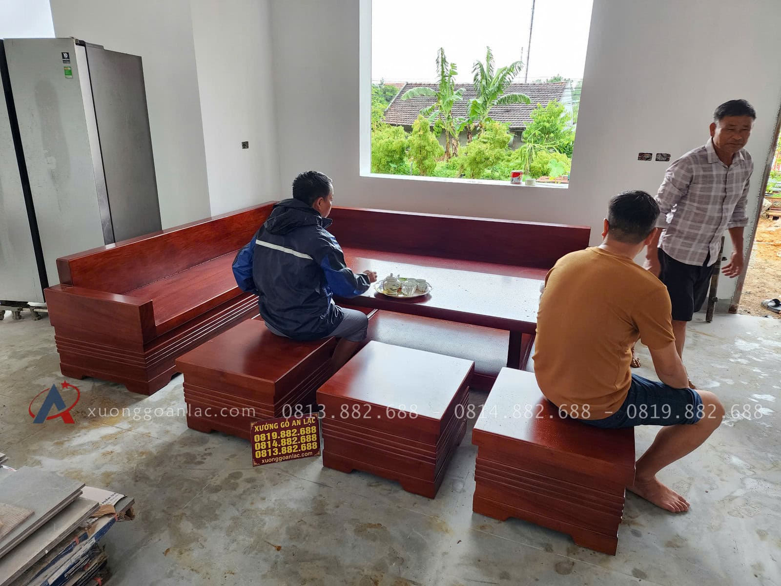 Bộ sofa Góc L Nguyên Khối 6 Món Gỗ Gõ Siêu Vip ( Anh Quang - Bắc Giang ) 12 Combo sofa góc chữ L nguyên khối gỗ gõ đỏ hàng cao cấp