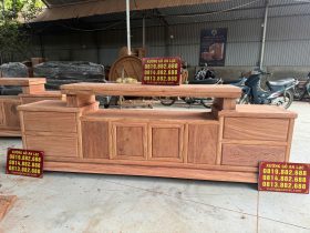 Nội thất phòng khách 28 Kệ Tivi trơn Gỗ Hương Đá 2m4 ( Anh Thanh - Long biên )