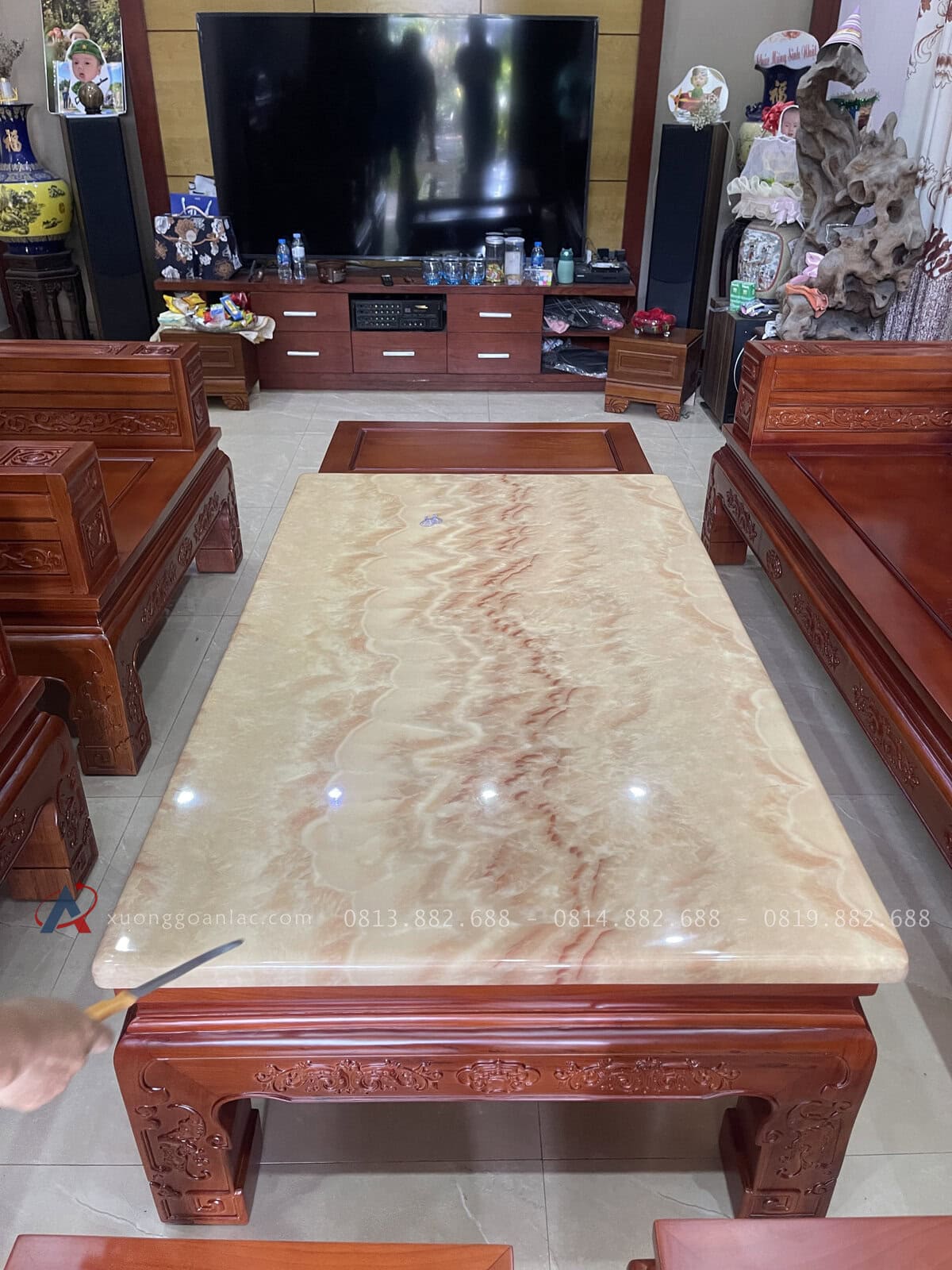 Bộ Phù Dung Gỗ Hương Đá 7 Món Của (Chú Mạnh - Hạ Long ) 22 bần bàn chú yêu cầu để nguyên sau chú cắt bàn đá