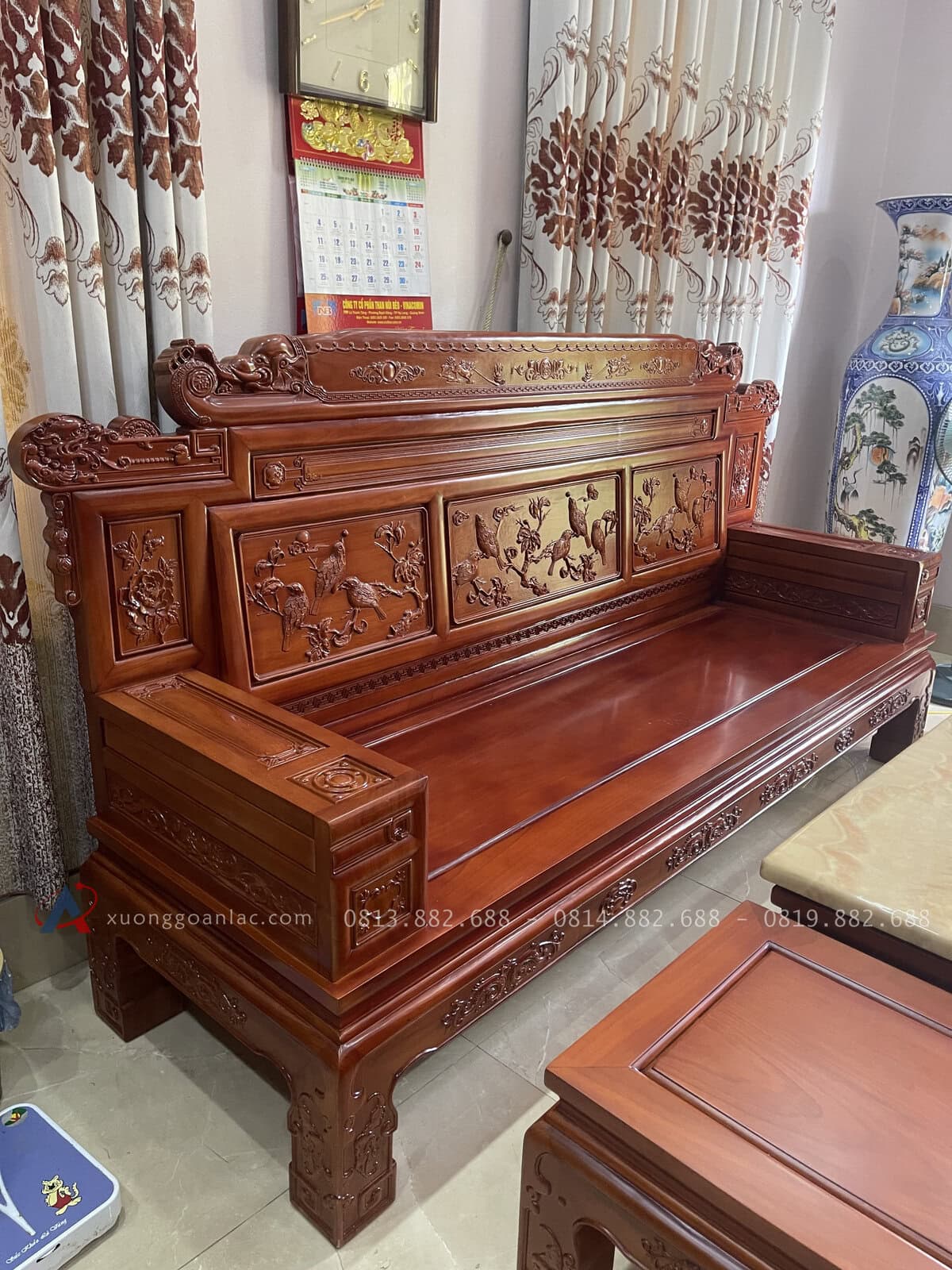 Bộ Phù Dung Gỗ Hương Đá 7 Món Của (Chú Mạnh - Hạ Long ) 4 đoản dài rộng rãi thoải mái cho 5-6 người ngồi
